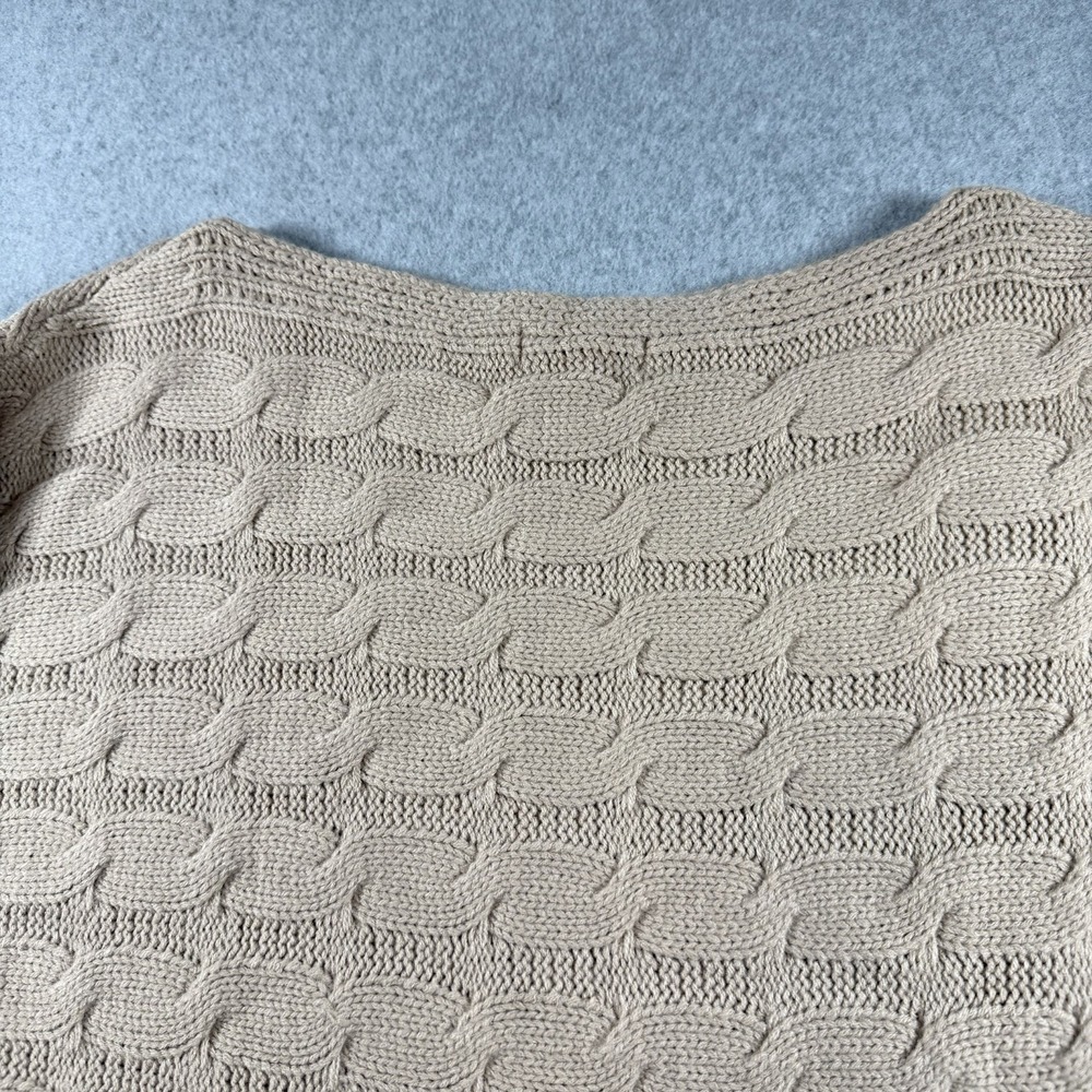 Say What? Beige Cable Knit Batwing Sweater 3D Flower Boho Coquette Hippie Sz M - Picture 5 of 10